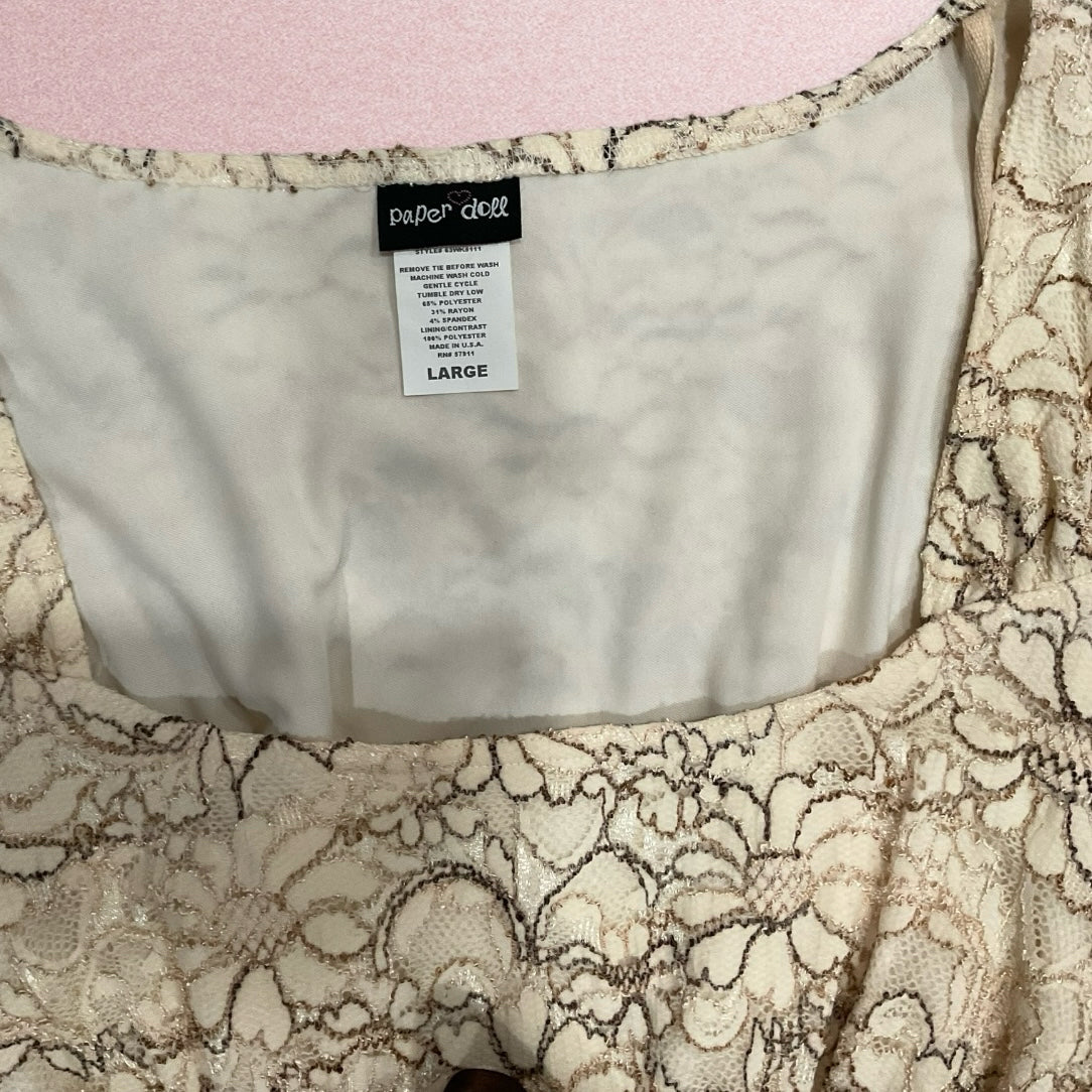 Paper Doll Size L Like New Cream Blouse