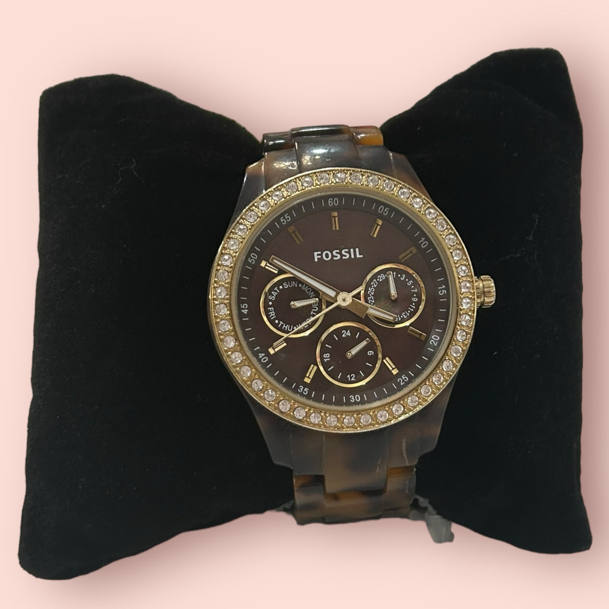 Lot of 2 Women\'s Fossil Watches Gold Chronograph ES2197 & Tortoise Shell ES2795 Fossil Women main image 4